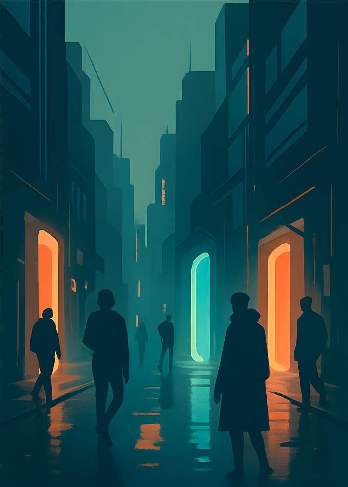 Neon Magi i en Mørk Gade plakat