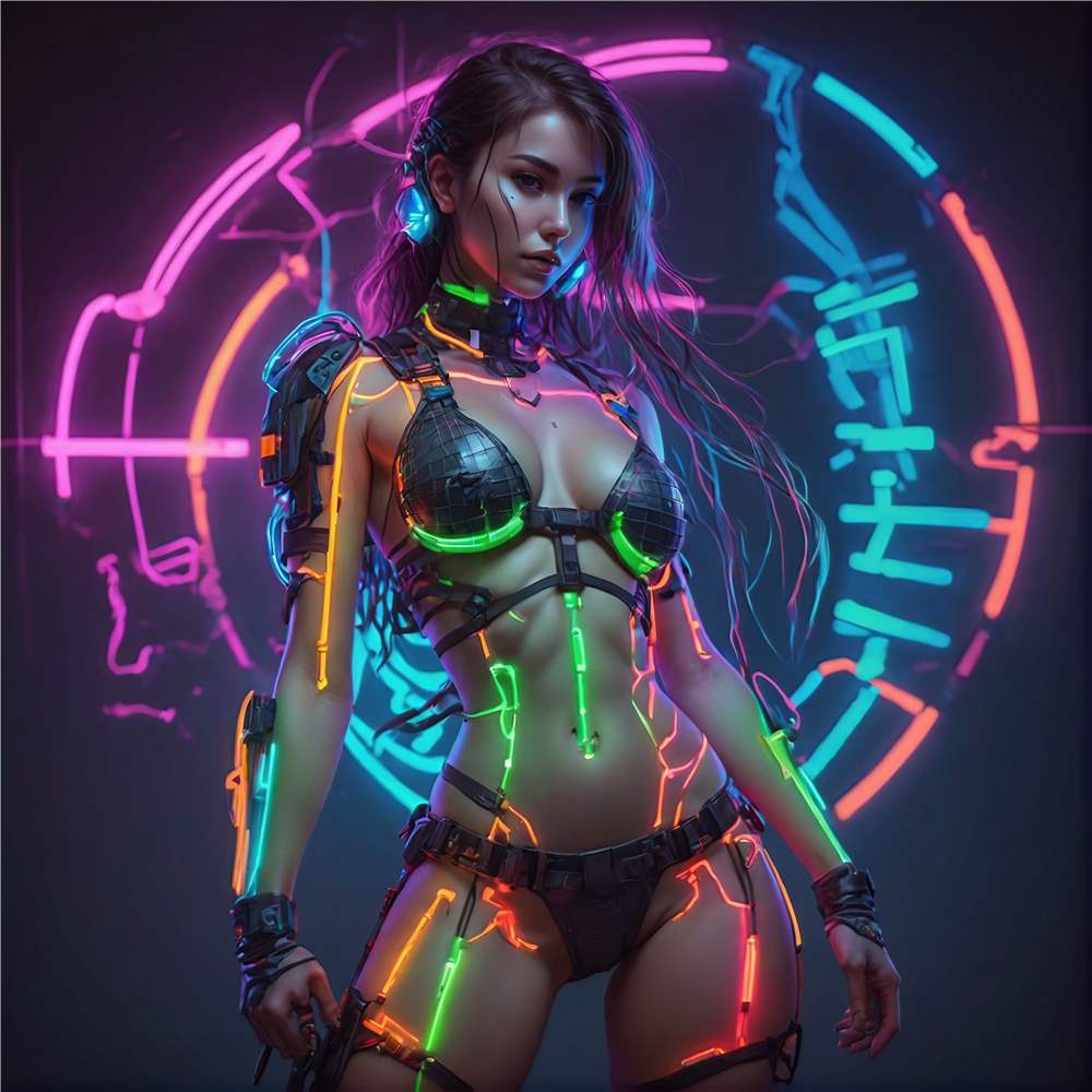 Neon Kriger i Futuristisk Univers plakat