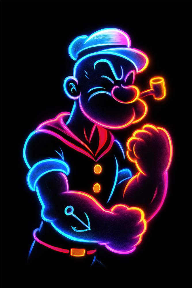 Neon Popeye: Helten Med Musklestatus plakat