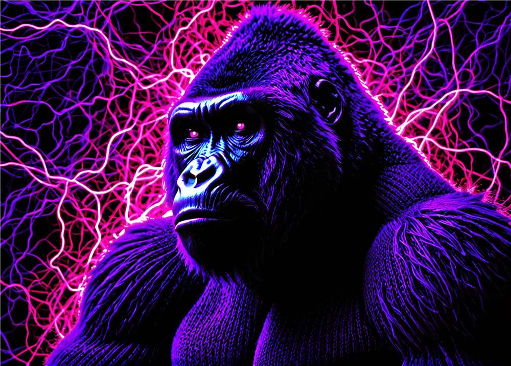 Neon Gorilla: Futuristisk Kunstværk plakat