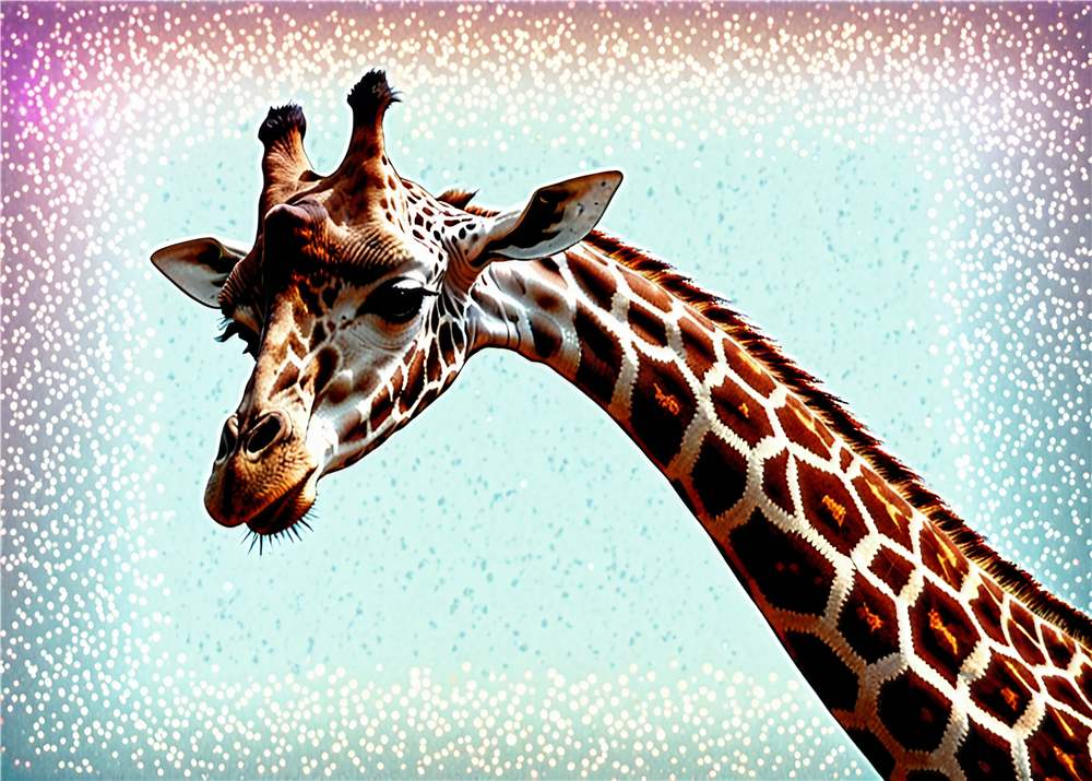Farverig Giraff med Kunstnerisk Flair plakat