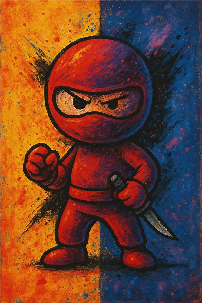 Farverig Ninja i Aktion plakat