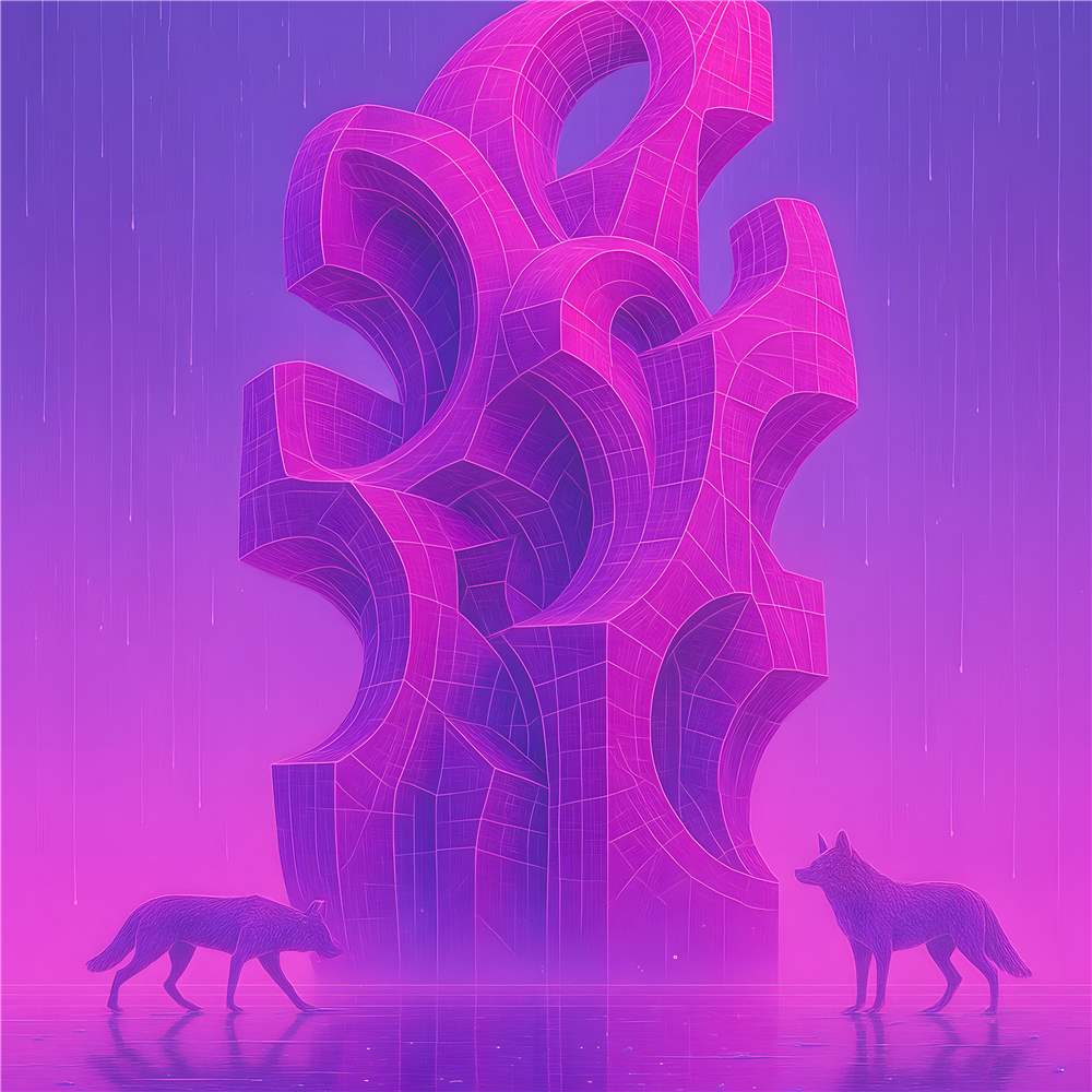 Futuristisk Neon Skulptur med Dyr plakat