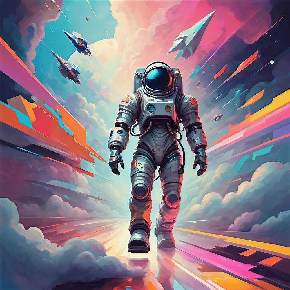 Farverig Astronaut i Rummets Vidundere plakat