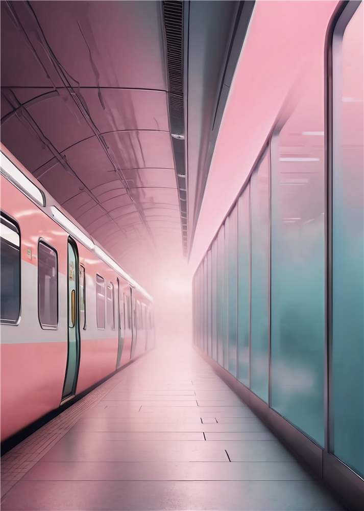 Futuristisk Drømmetogstation i Pastelnuancer plakat