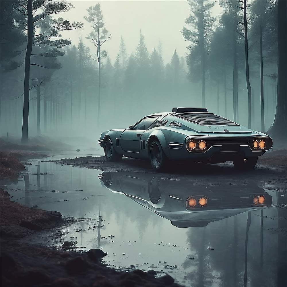 Futuristisk Kørsel i Tåget Skov plakat