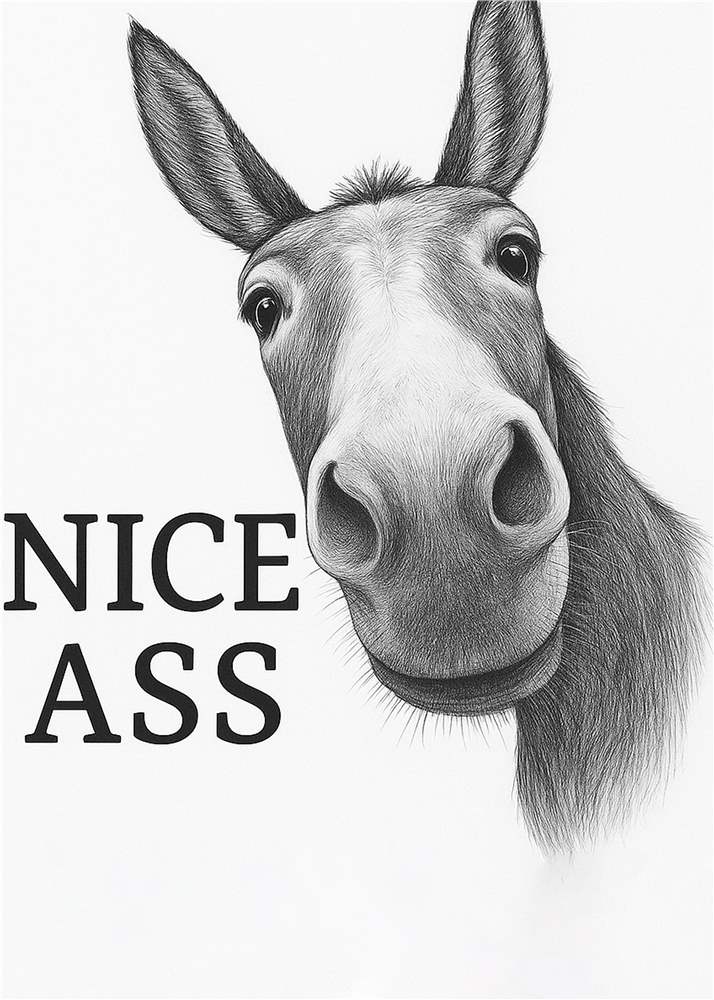 Sjov hestetegning med humoristisk vri plakat