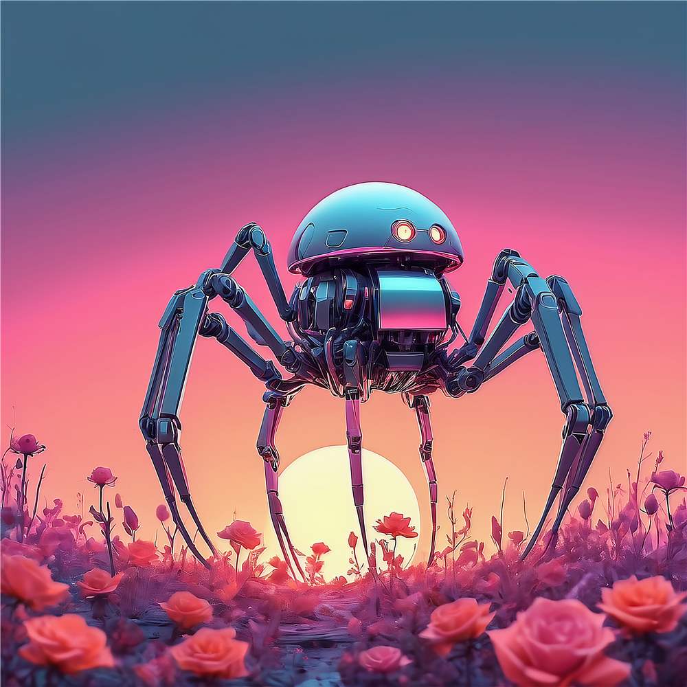 Futuristisk Robotkrabbe i Blomstrende Drømmeland plakat