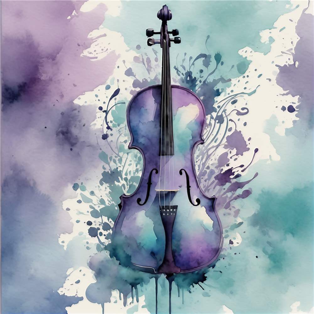 Lilla Violin i Akvarelsplash plakat