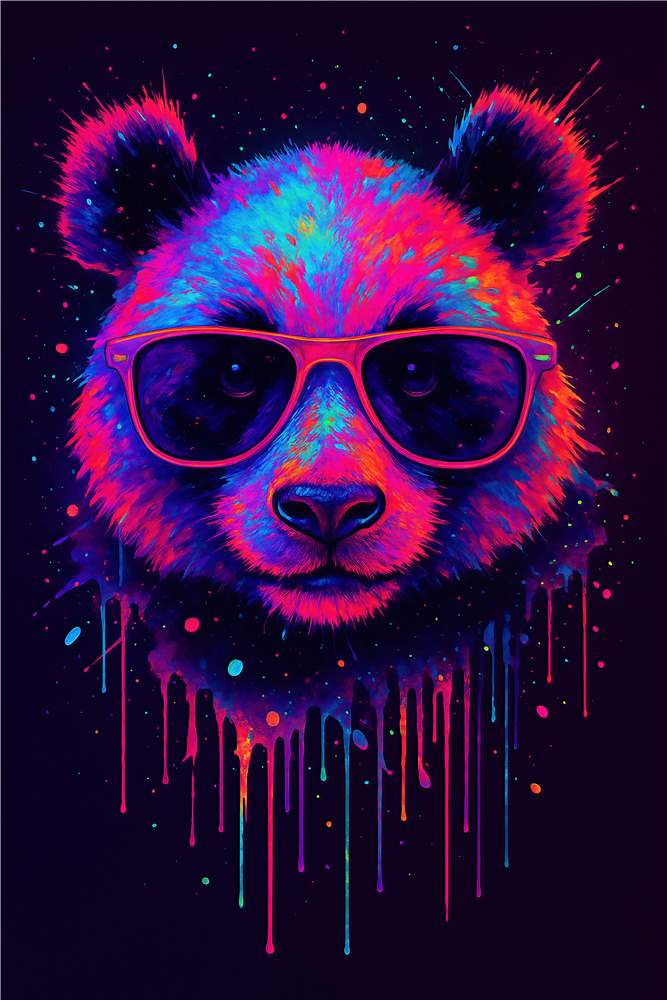 Farverig panda med cool stil plakat
