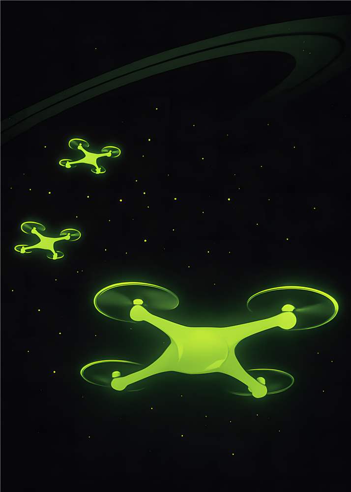 Svævende Grønne Droner i Stjernehimlen plakat