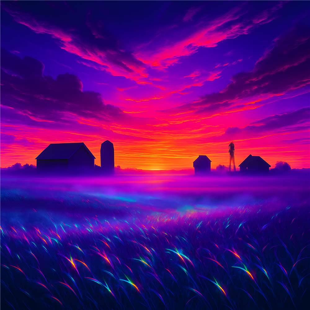 Magisk Solnedgang over Landbrugslandskab plakat