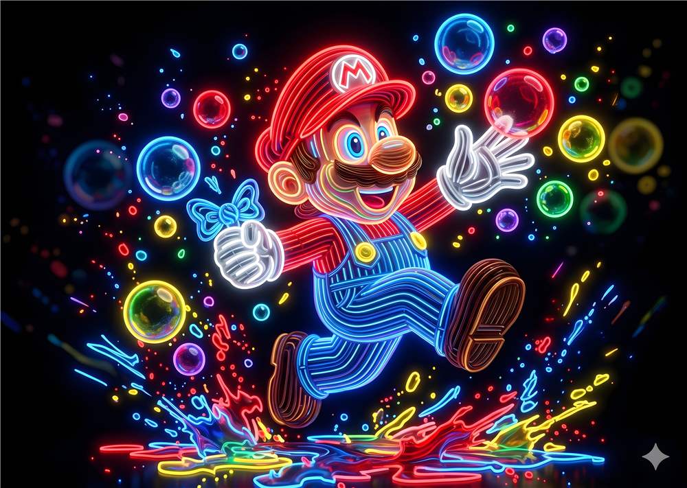 Mario i Neon: Farver og Leg plakat