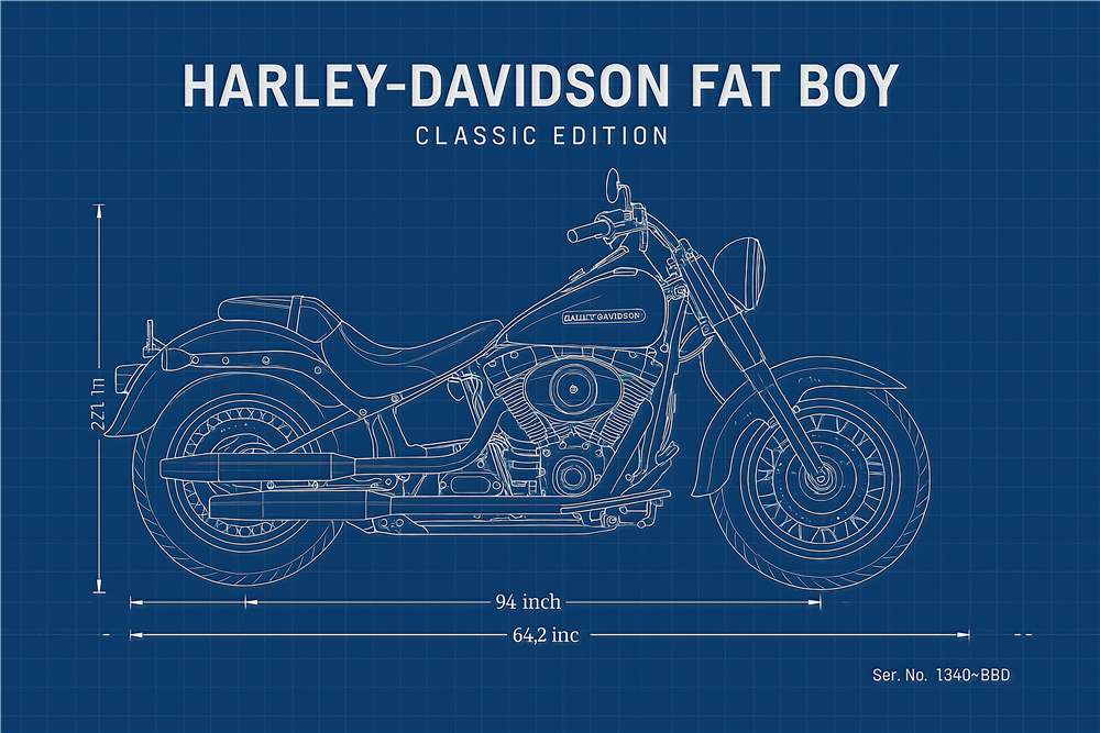 Harley-Davidson Fat Boy Skitse plakat