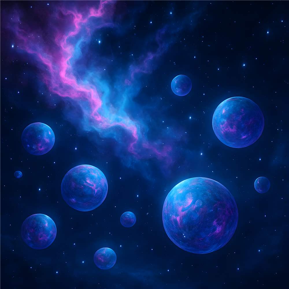 Fantasifuld Galakse med Nebula og Planeter plakat