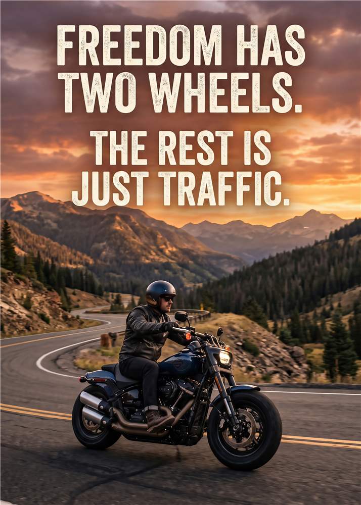 Motorcykelens Frihed: To Hjul, Én Oplevelse plakat