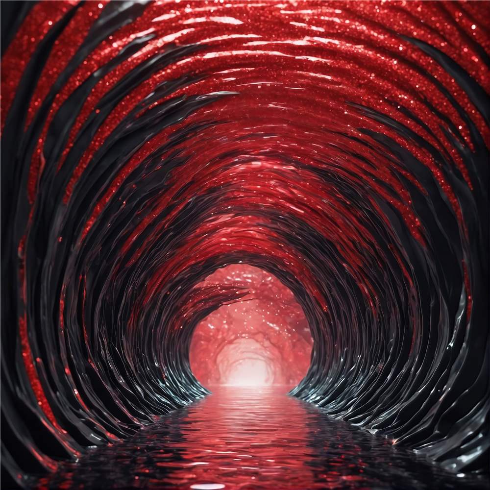 Magisk Rød Tunnel: Abstrakt Kunstværk plakat