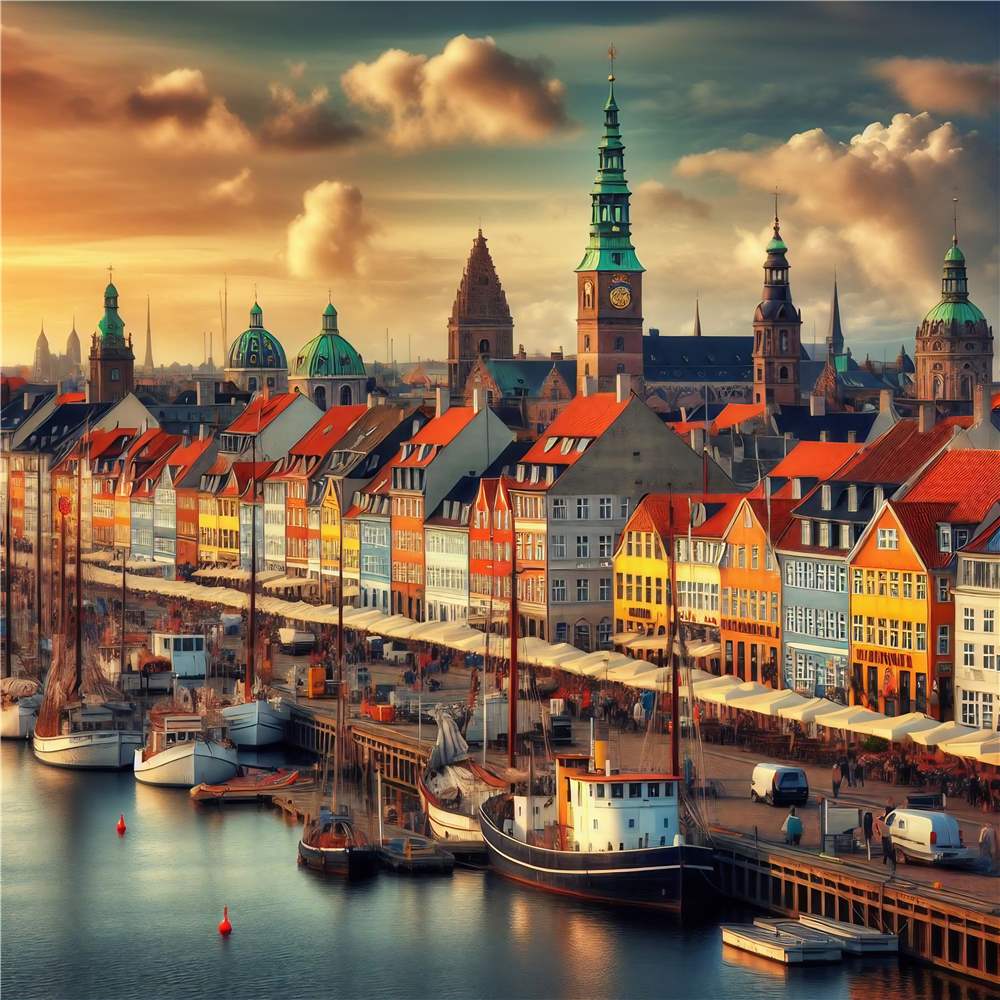 København i gyldent lys plakat