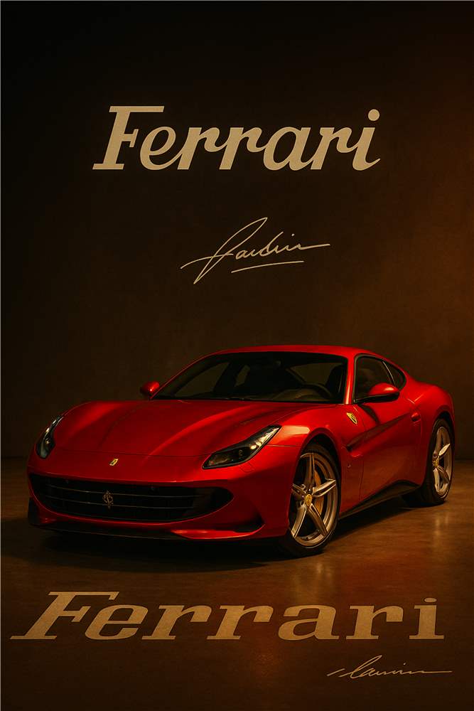 Elegancen i Rødt: Ferrari i Spotlight plakat