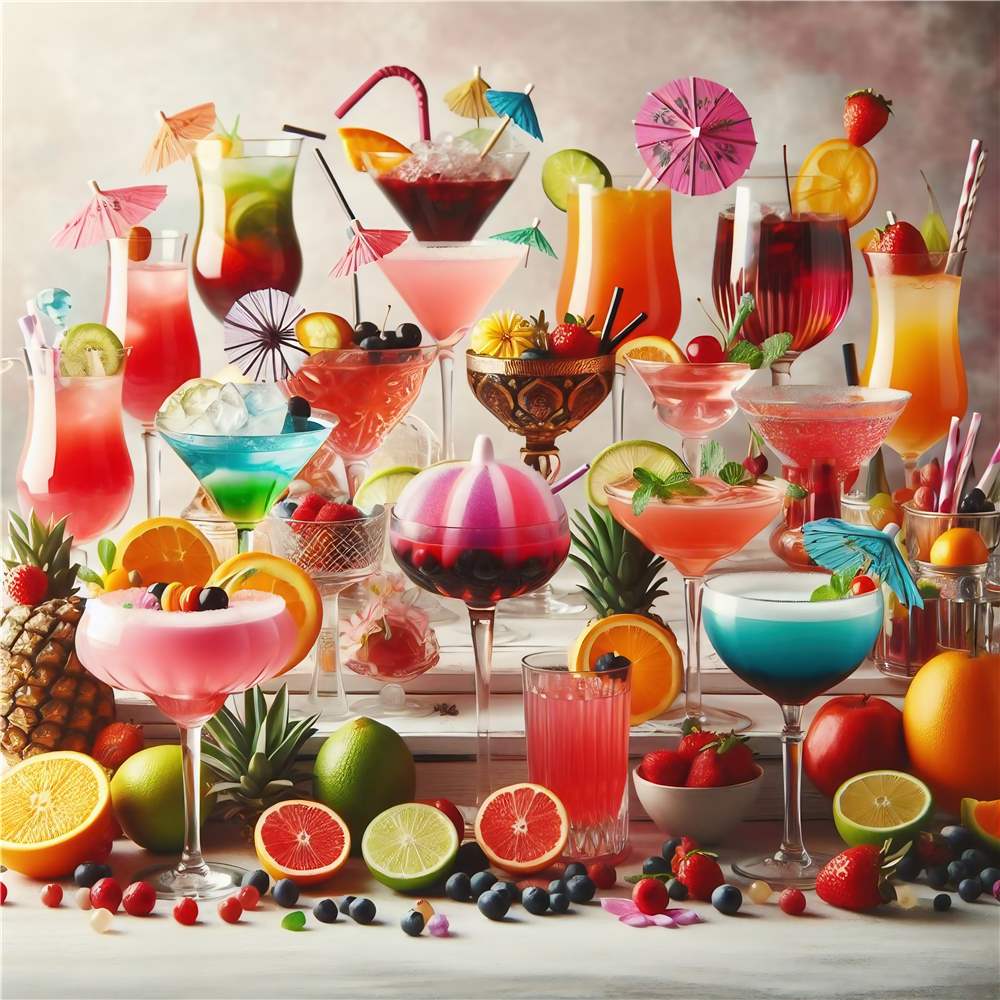 Farverig Cocktailfest med Friske Frugter plakat