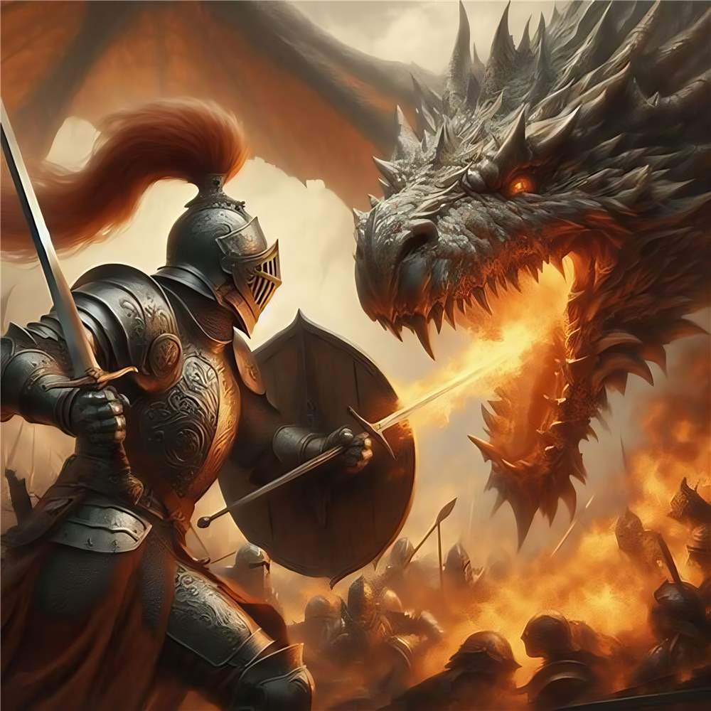 Den Episk Dragekamp: En Heroisk Konfrontation plakat