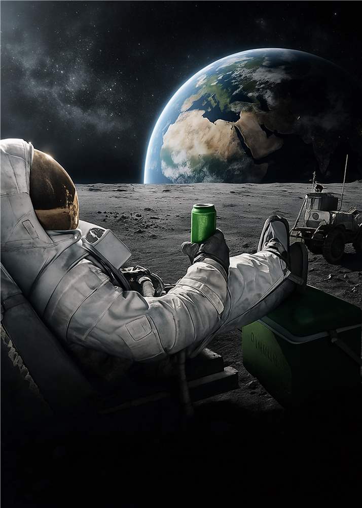 Astronautens Drøm: Udsigt til Jorden fra Månen plakat