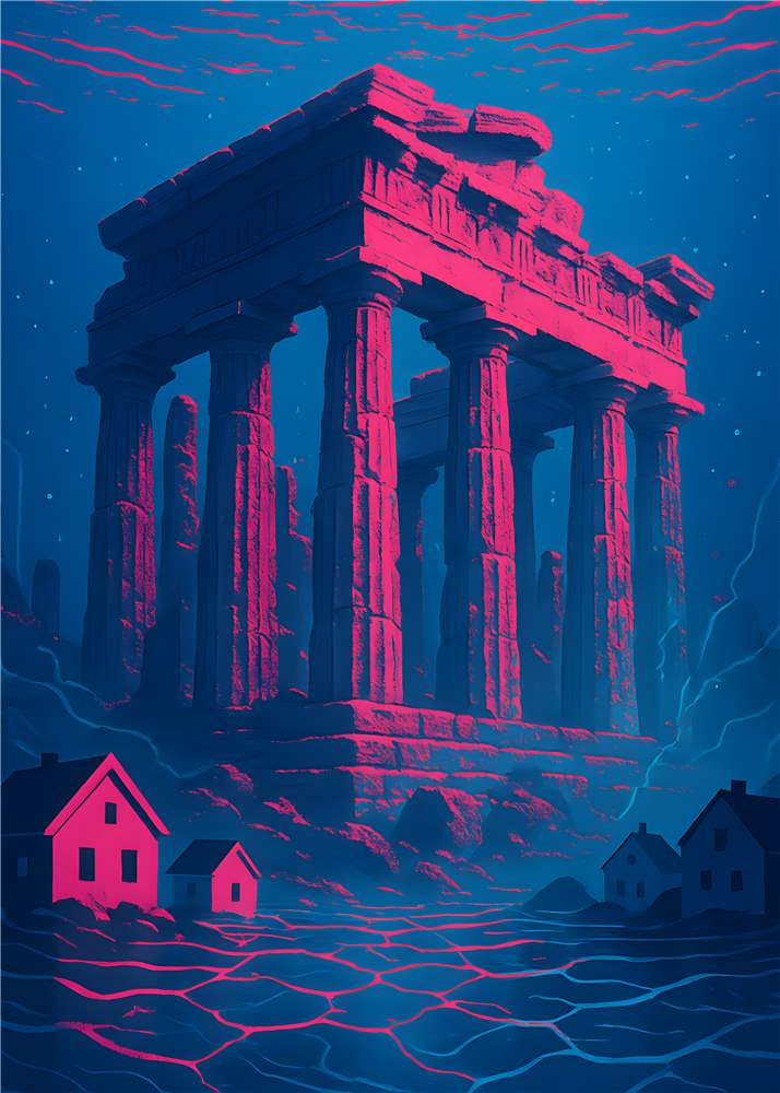Neon Ruiner i Den Oversvømmede Landsby plakat