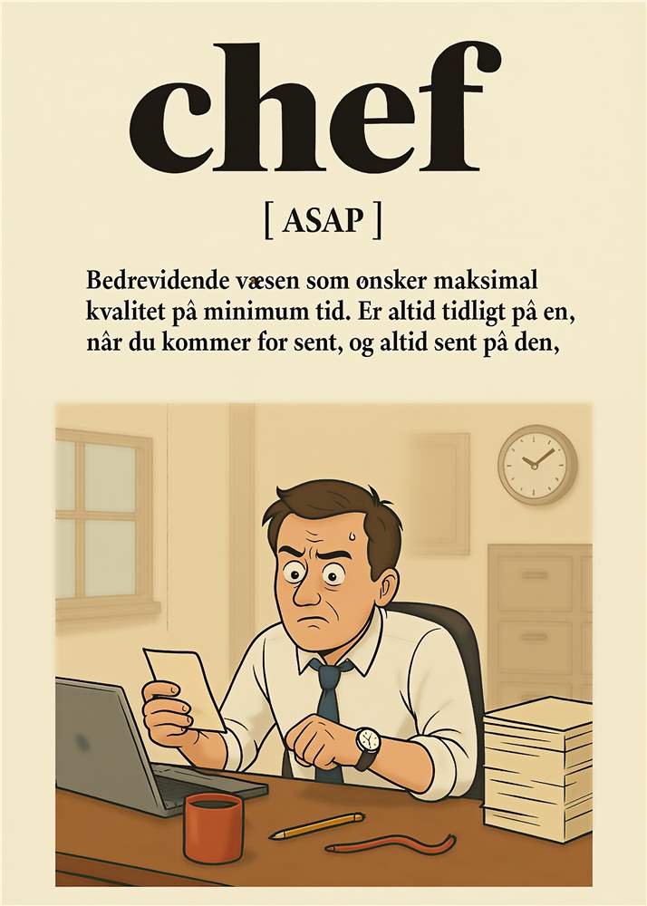 Stresset Chef - En Humoristisk Illustration plakat