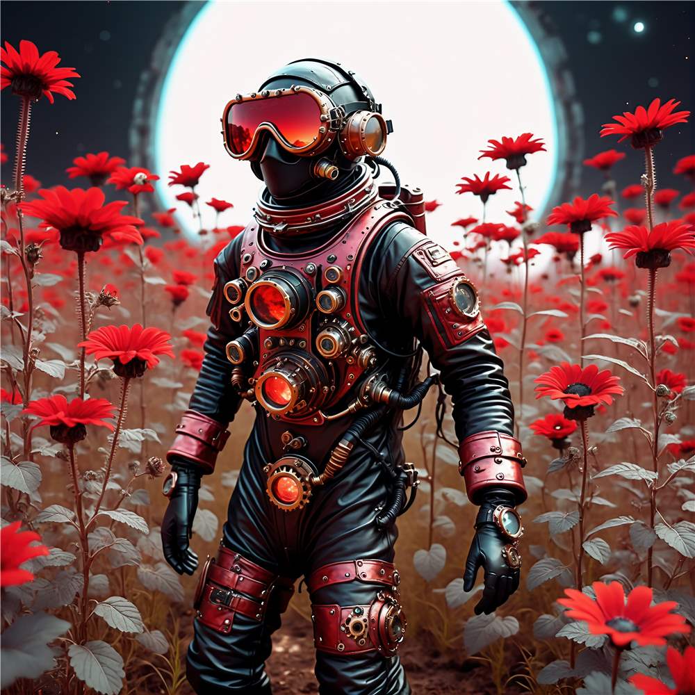 Astronaut i Røde Blomsterdrømme plakat