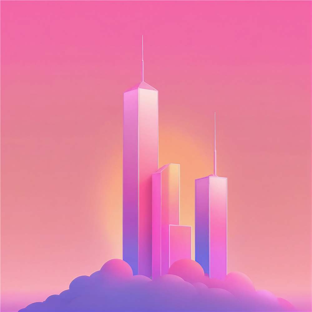 Pastelfarvet Skyline: Drømmeagtig Byudsigt plakat