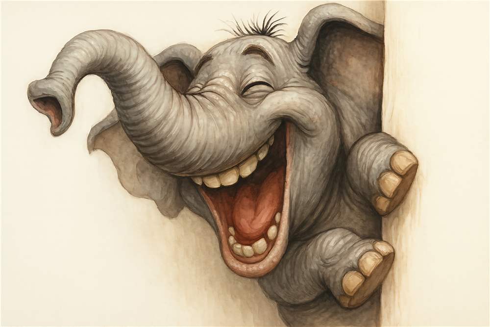 Smilende Elefant - Glæde i Hjemmet plakat