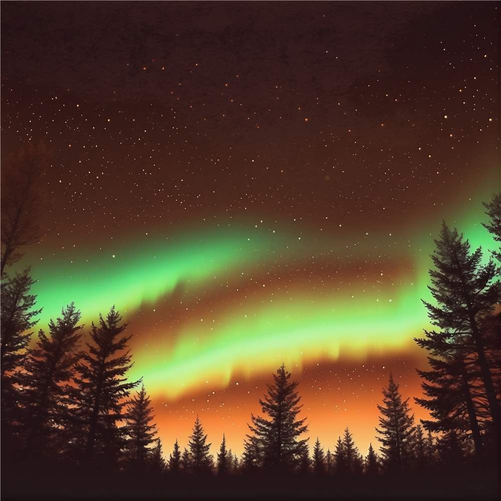 Magiske Nordlys over Skovlandskab plakat