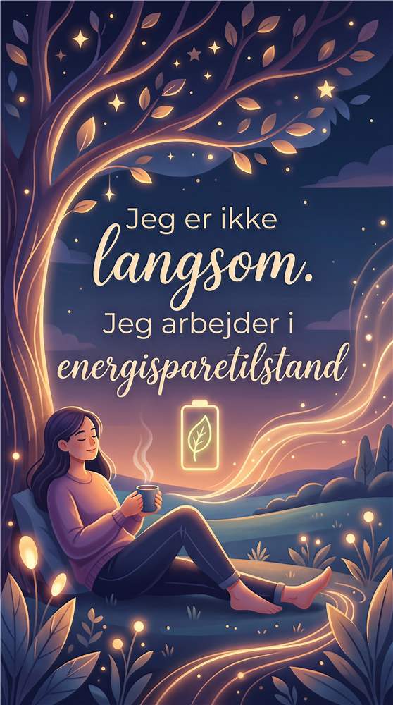 Energisparetilstand: Tag det roligt og nyd livet plakat