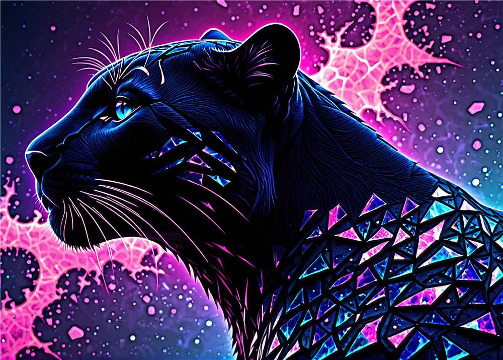 Neon Panther i Galaktisk Stil plakat