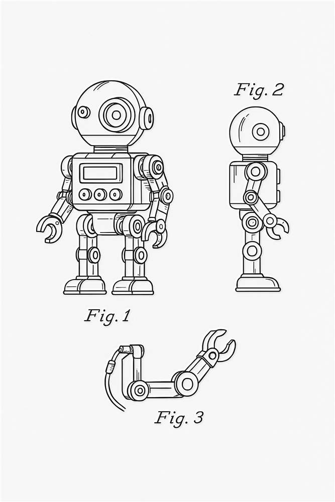 Retro Robot Illustration med Bevægelse plakat
