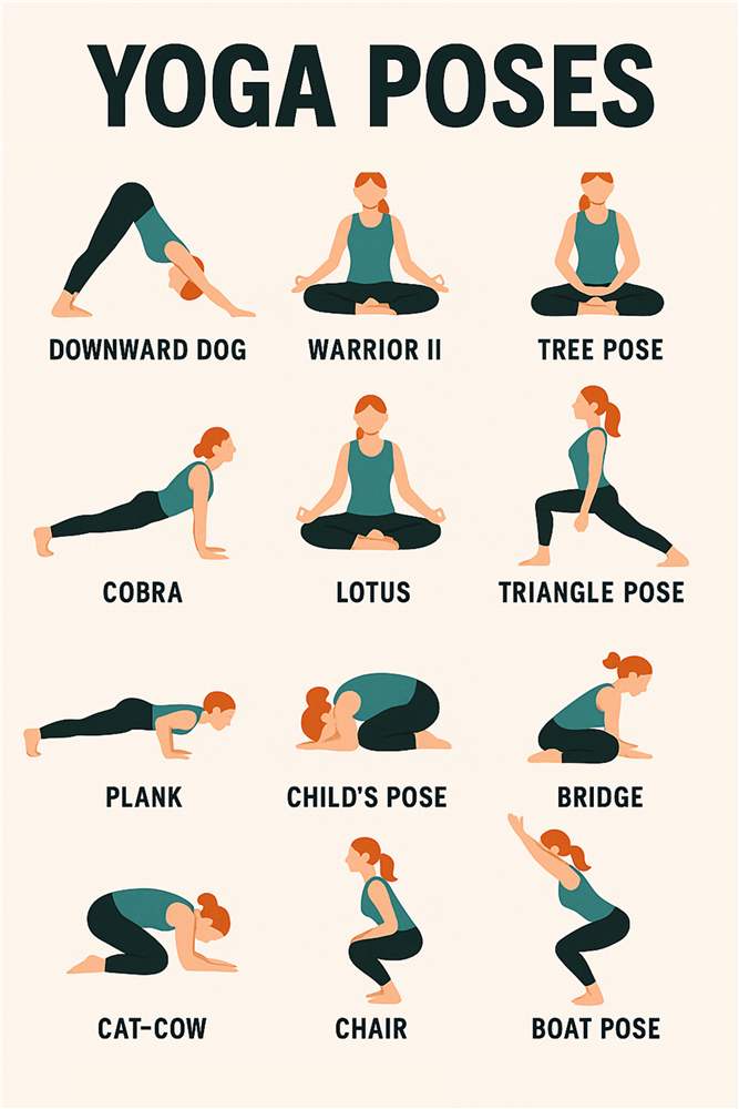 Yogaens Skønhed: 12 Inspirationer til Din Praksis plakat
