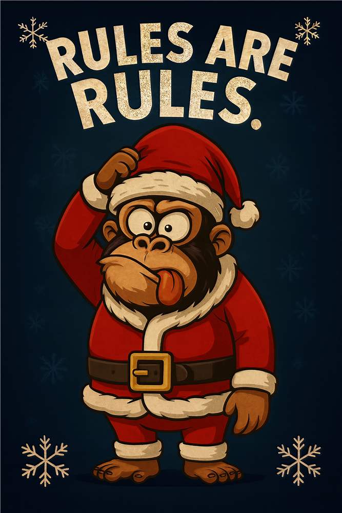 Sjov abe i julemandkostume plakat