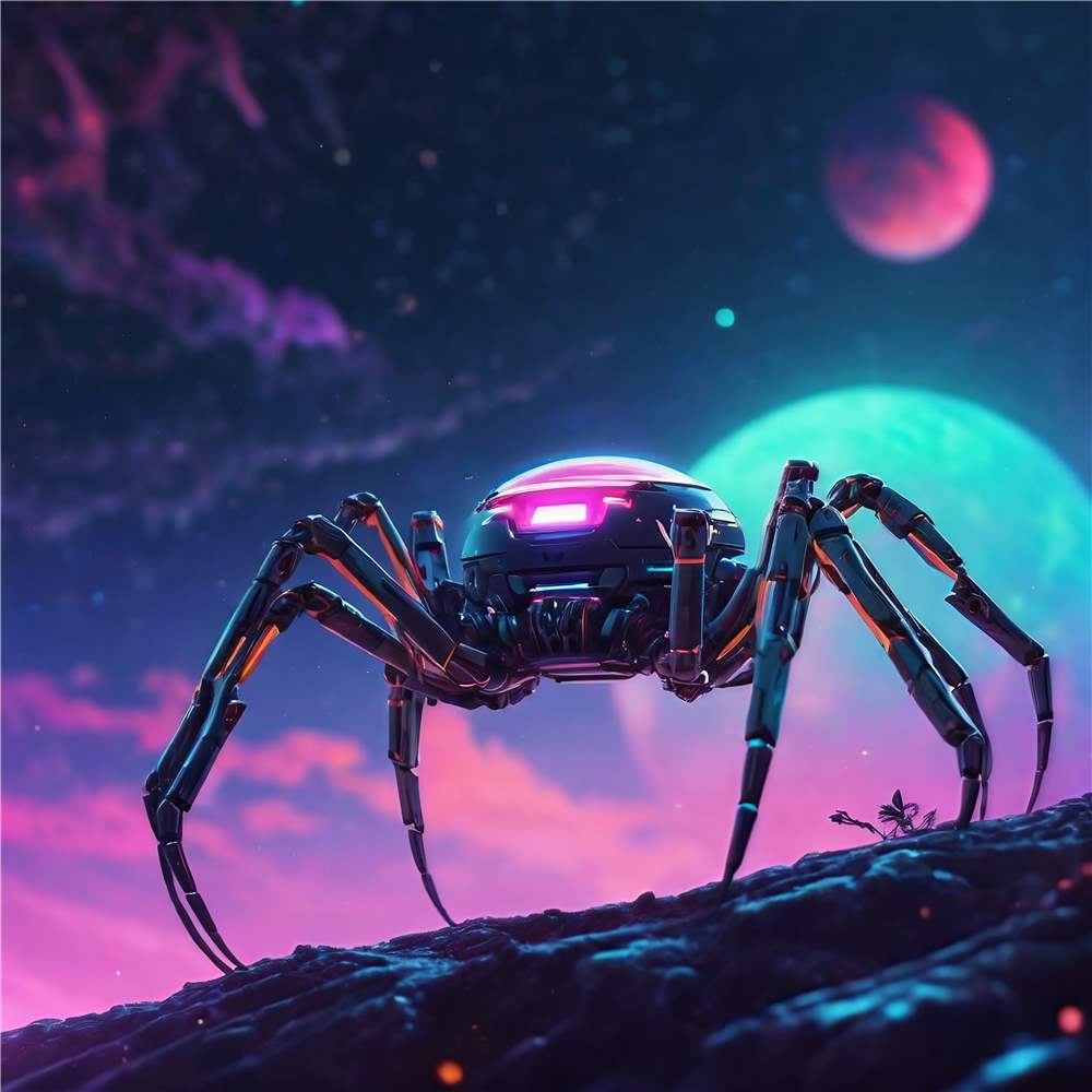Futuristisk Robotedderkop i Sci-Fi Verden plakat