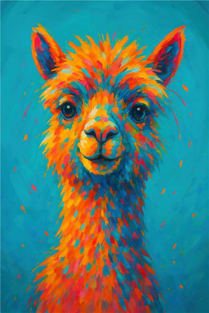 Farverig Lama med Glad Udtryk plakat
