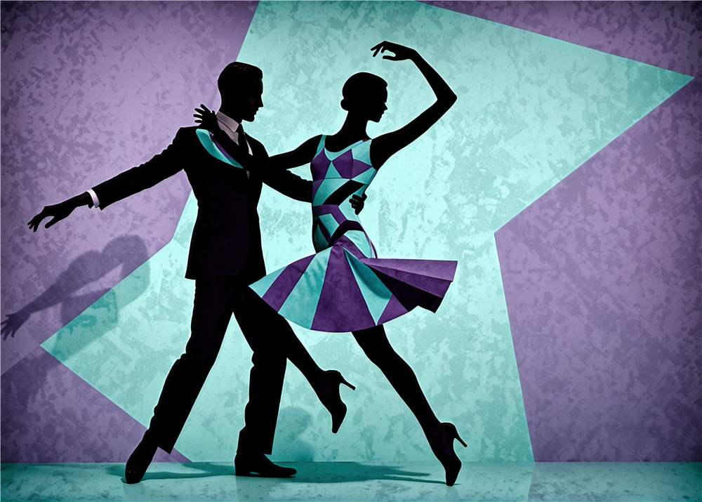 Elegant Silhuet af Dansende Par plakat