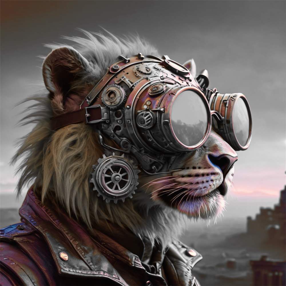 Steampunk Løve i Fantastisk Design plakat