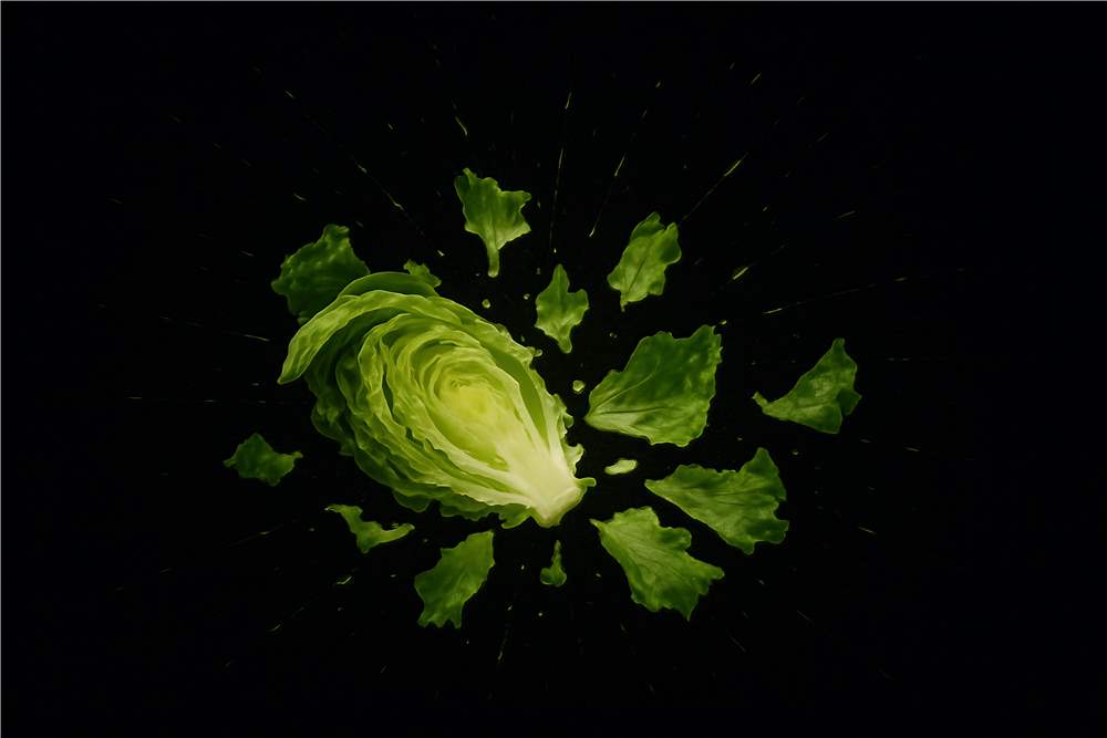 Frisk Salatexplosion på Sort Baggrund plakat