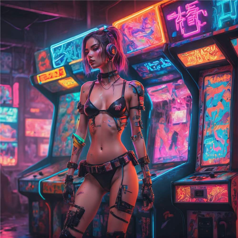 Neon Cyberpunk Spiller plakat