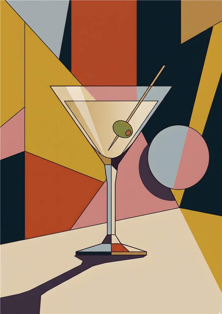 Farverig Martini med Oliven plakat