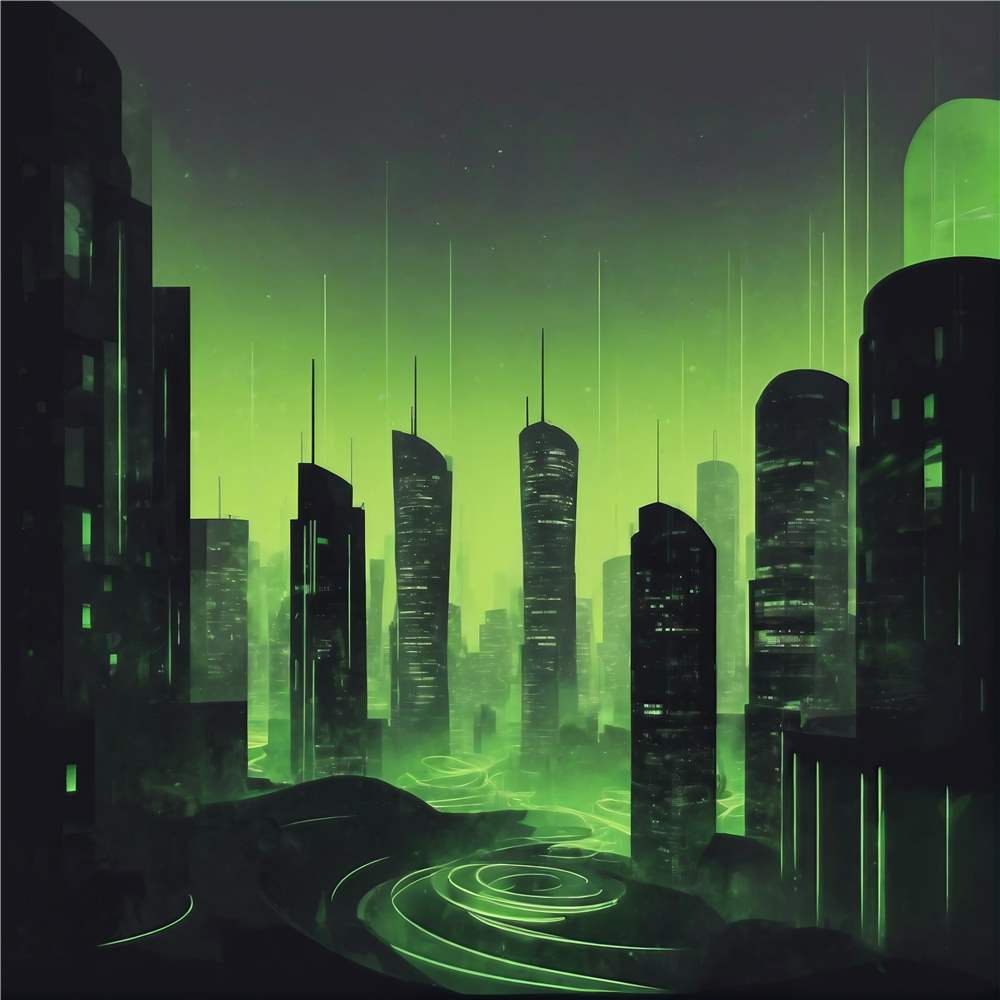 Futuristisk Grøn Metropol plakat