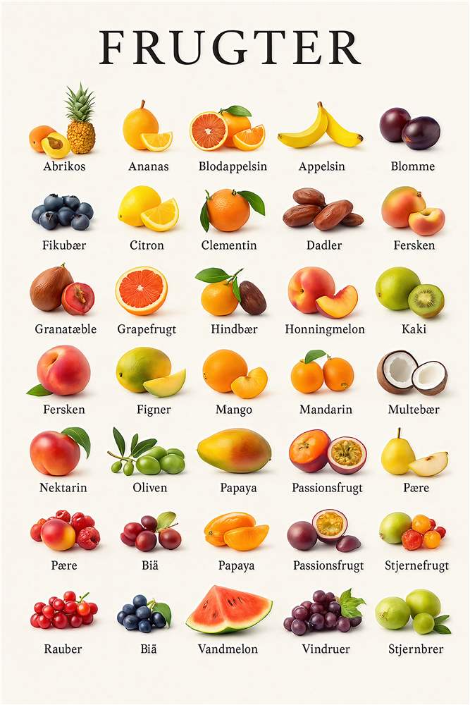 Farverig Frugtagtige Illustrationer plakat