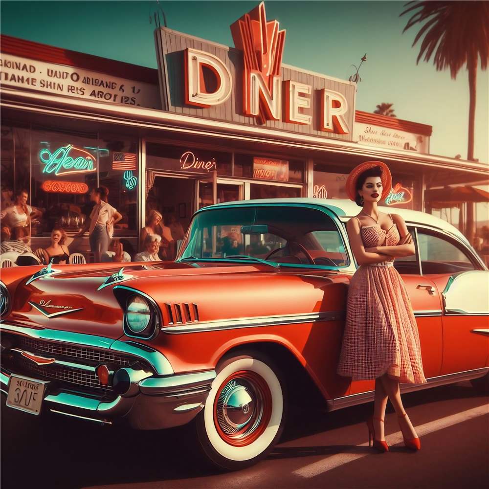 Retro Diner med Vintage Charme plakat