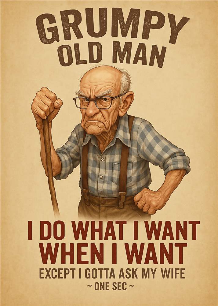 Grumpy Gammel Mand Humor plakat