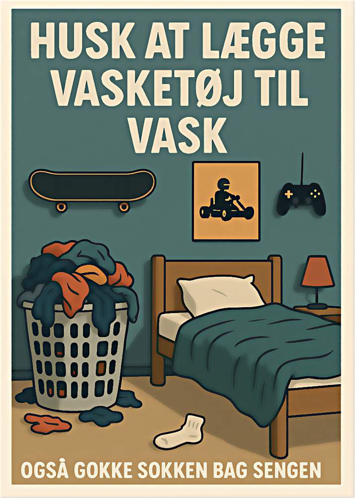 Husk Vasketøjet – En Sjov påmindelse plakat