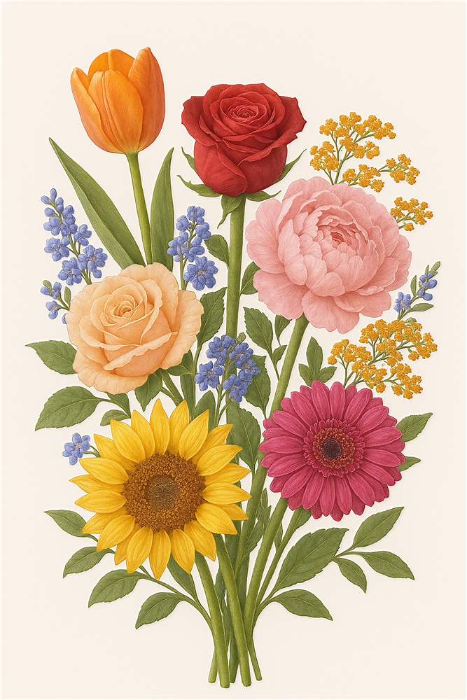 Farverig Blomsterbuket til Dit Hjem plakat